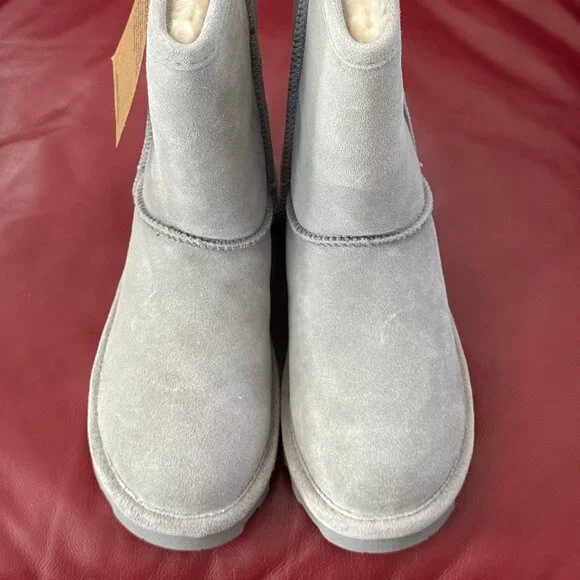 $85 BEARPAW 🐾 Elle Short Suede Wool Boots | Grey Fog | 8 - Picture 10 of 15